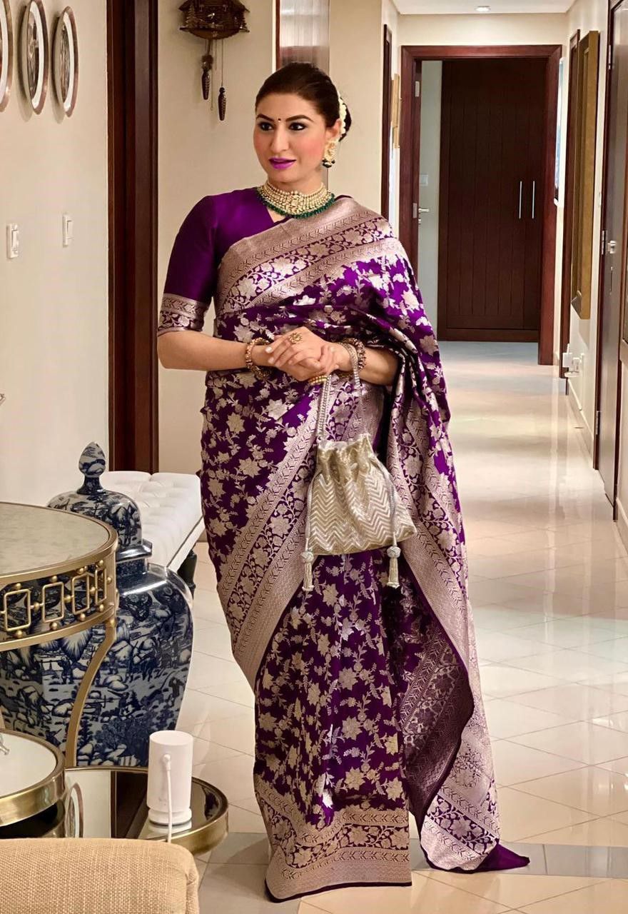Soft Lichi Silk Saree Collection with Elegant Jacquard Work - Posyfish.in