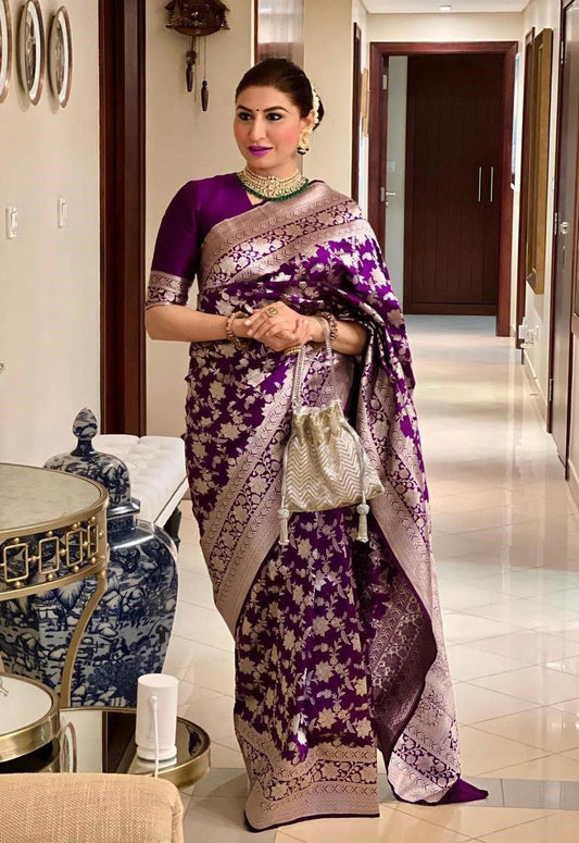 Soft Lichi Silk Saree Collection with Elegant Jacquard Work - Posyfish.in