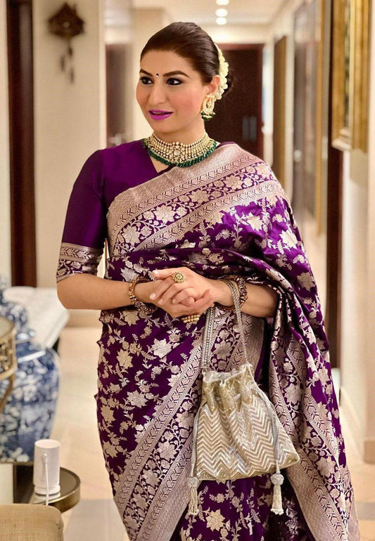 Soft Lichi Silk Saree Collection with Elegant Jacquard Work - Posyfish.in