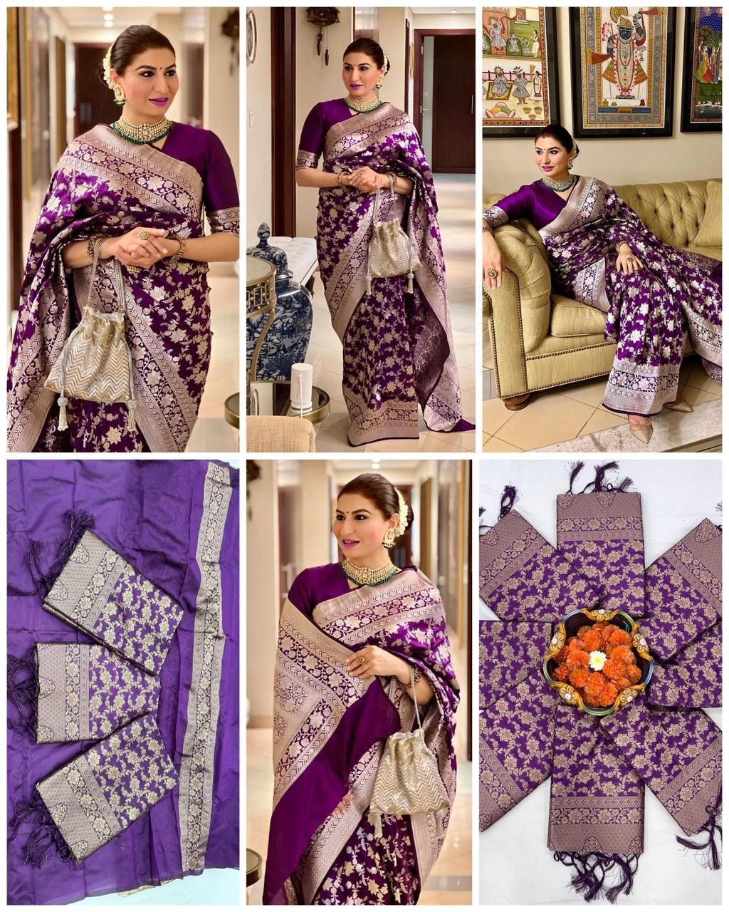 Soft Lichi Silk Saree Collection with Elegant Jacquard Work - Posyfish.in