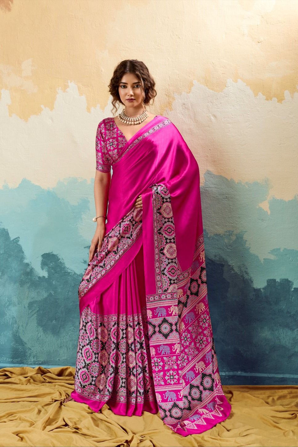 Traditional Designer Printed Cotton Silk Sarees for Women - Elegant Cotton Silk Sarees - Posyfish.in