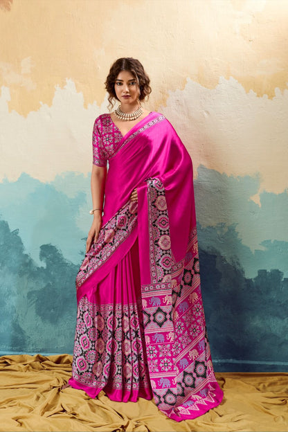 Traditional Designer Printed Cotton Silk Sarees for Women - Elegant Cotton Silk Sarees - Posyfish.in