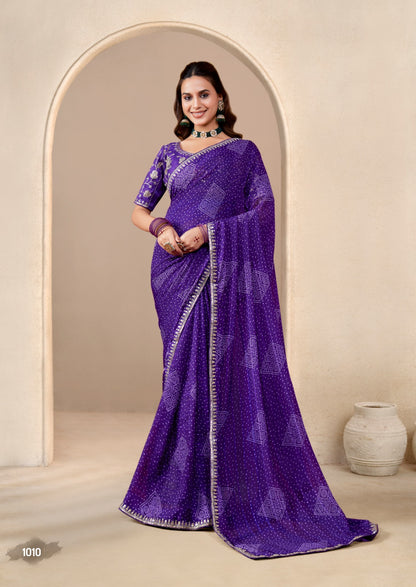 Designer Bandhani Georgette Print Saree