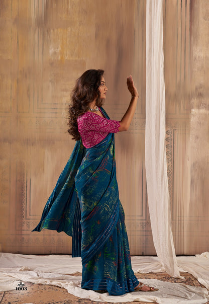 Premium Designer Chiffon Saree with Stylish Border