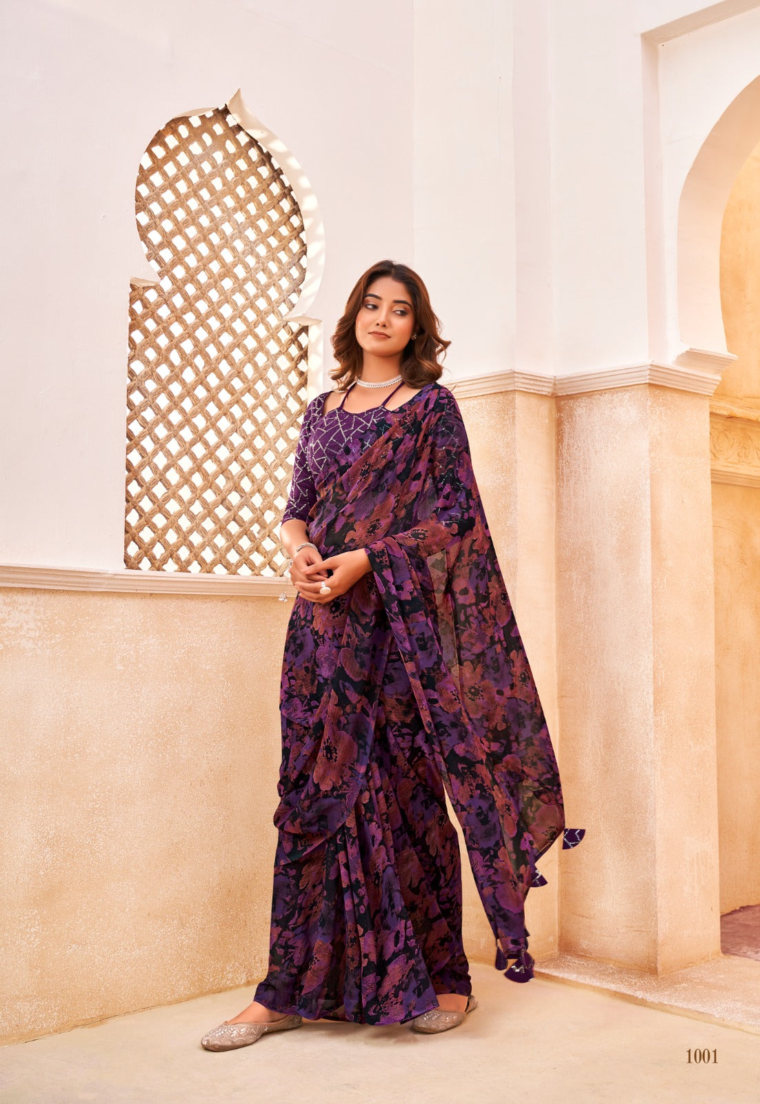 Graceful Printed Chiffon Saree for Festive & Party Wear