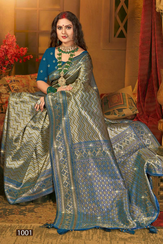 Wedding & Party Wear Kanjivaram Silk Saree for Women - Premium Ethnic Traditional Wear - Posyfish.in