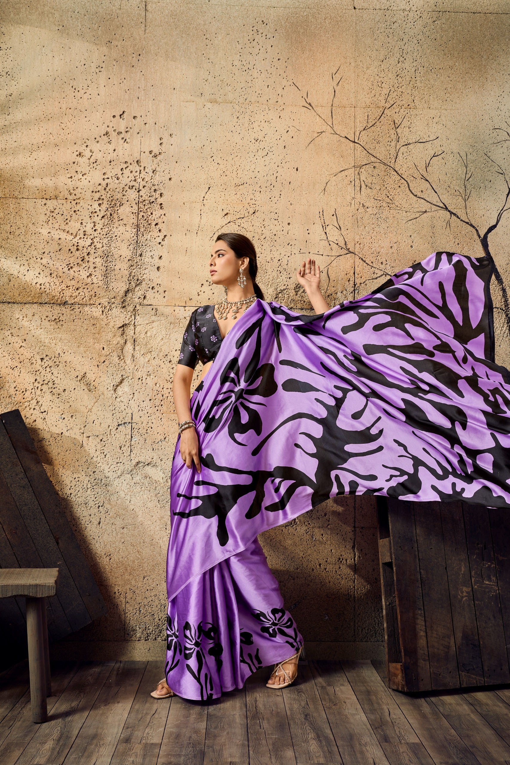 Premium Modal Satin Ajrakh Printed Dress for Women - Elegant Designer Wear - Posyfish.in