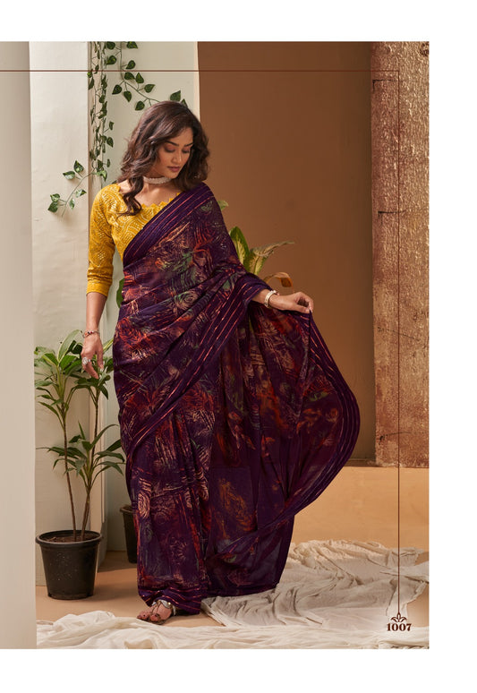 Premium Designer Chiffon Saree with Stylish Border