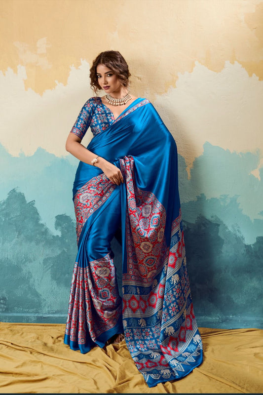 Traditional Designer Printed Cotton Silk Sarees for Women - Elegant Cotton Silk Sarees - Posyfish.in