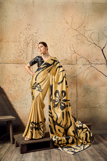Premium Modal Satin Ajrakh Printed Dress for Women - Elegant Designer Wear - Posyfish.in