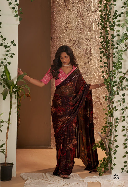 Georgette Chiffon Embroidery Saree
