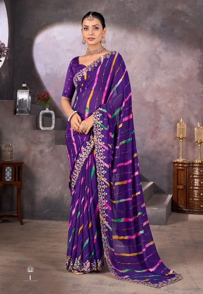 Sundri Soft Georgette Saree with Embroidery Border for Elegant Wear - Posyfish.in