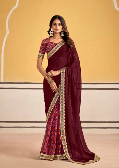 Georgette With Embroidery Border Saree