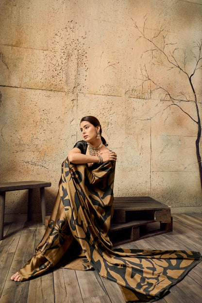 Premium Modal Satin Ajrakh Printed Dress for Women - Elegant Designer Wear - Posyfish.in