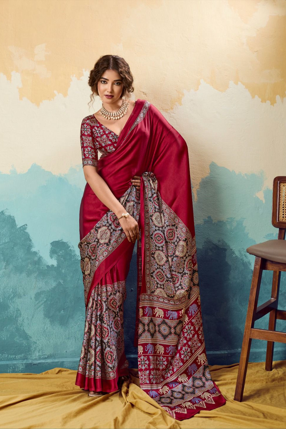 Traditional Designer Printed Cotton Silk Sarees for Women - Elegant Cotton Silk Sarees - Posyfish.in