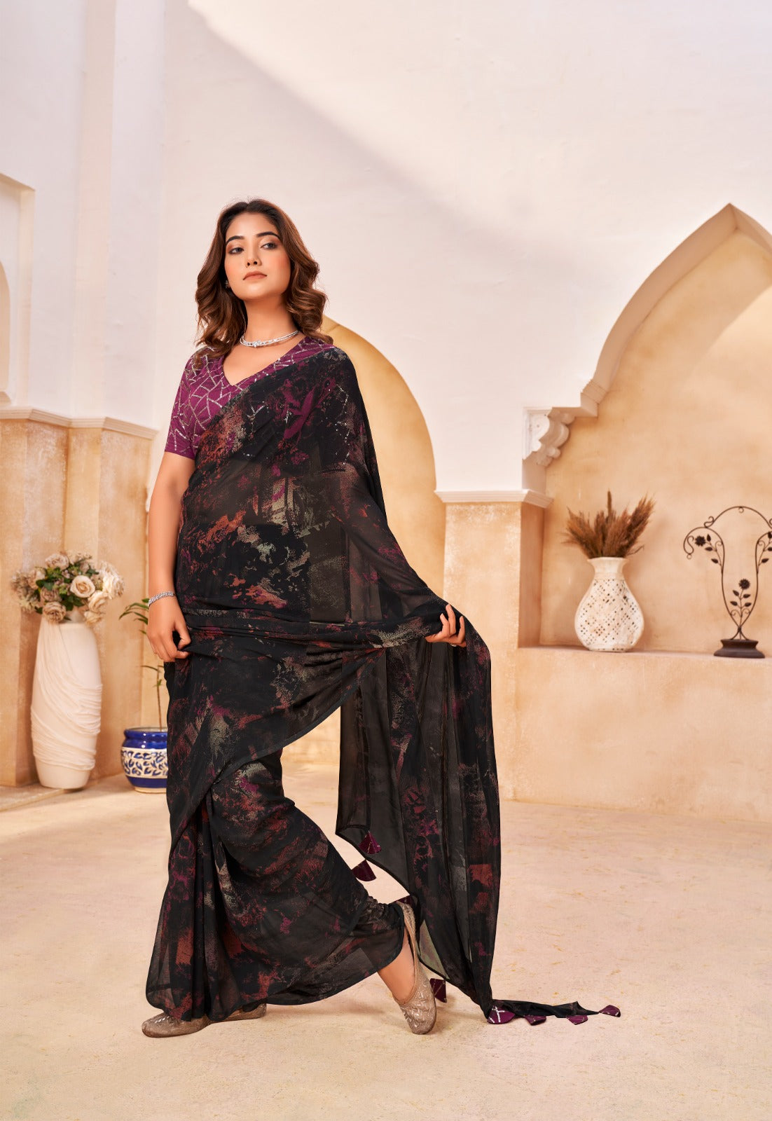 Graceful Printed Chiffon Saree for Festive & Party Wear