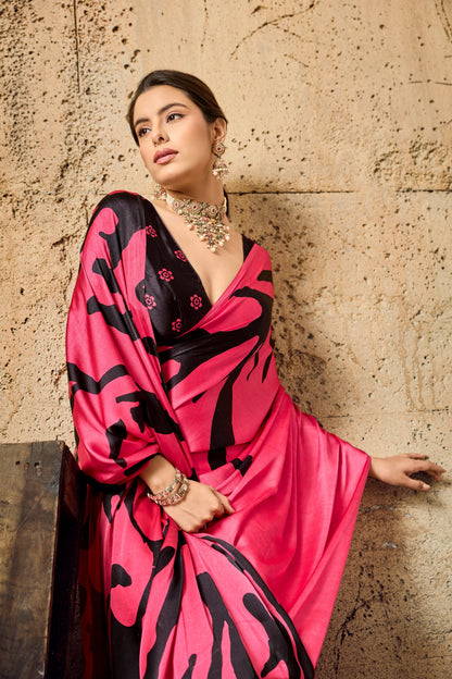 Premium Modal Satin Ajrakh Printed Dress for Women - Elegant Designer Wear - Posyfish.in